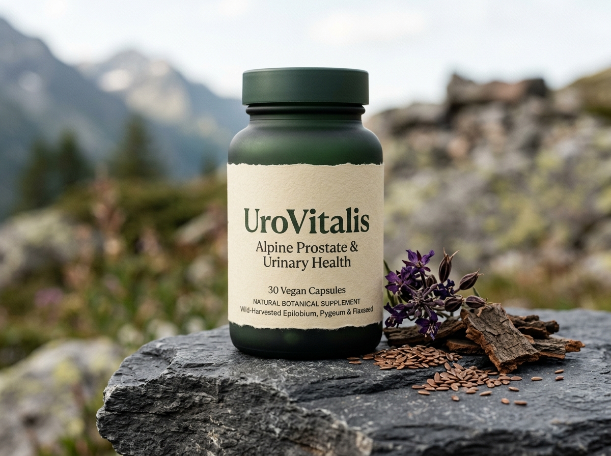 Frasco de UroVitalis con extractos de montaña